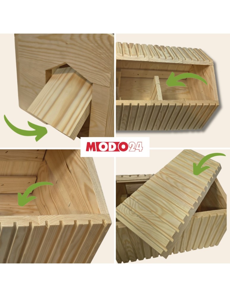 Dom dla jeży - Domek dla jeża EKO impregnowany 25x36x27 cm z siankiem i miseczką legowisko - product MODO24.PL 8