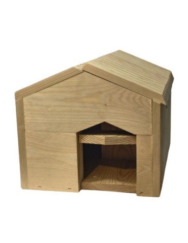 Dom dla jeży - Domek dla jeża naturalny drewniany EKO 25x36x27 cm z siankiem i miseczką budka - product 6