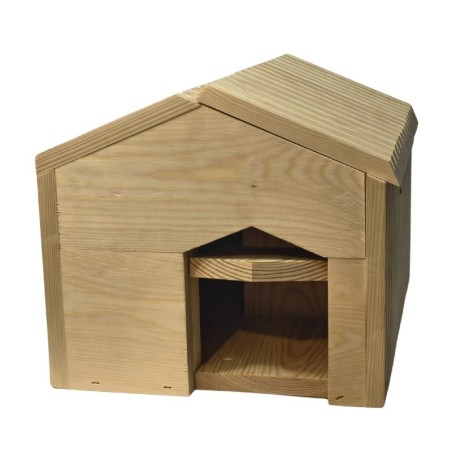 Domek dla jeża naturalny drewniany EKO 25x36x27 cm z siankiem i miseczką budka