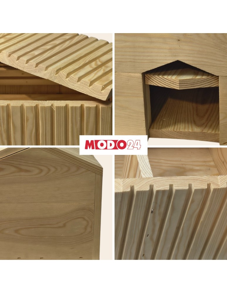 Dom dla jeży - Domek dla jeża naturalny drewniany EKO 25x36x27 cm z siankiem i miseczką budka - product MODO24.PL 7