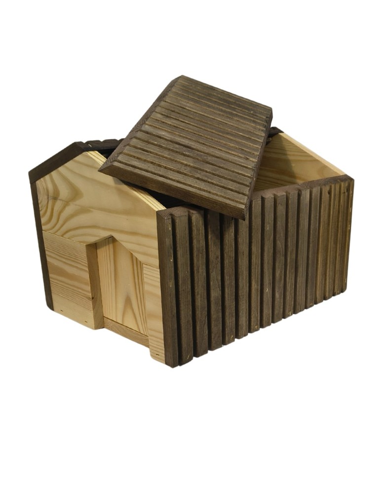Dom dla jeży - Domek dla jeża drewniany EKO impregnowany 25x36x27 cm z siankiem i miseczką - product MODO24.PL 5