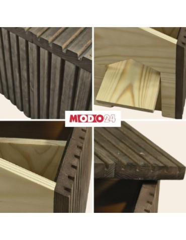 Dom dla jeży - Domek dla jeża drewniany EKO impregnowany 25x36x27 cm z siankiem i miseczką - product 7