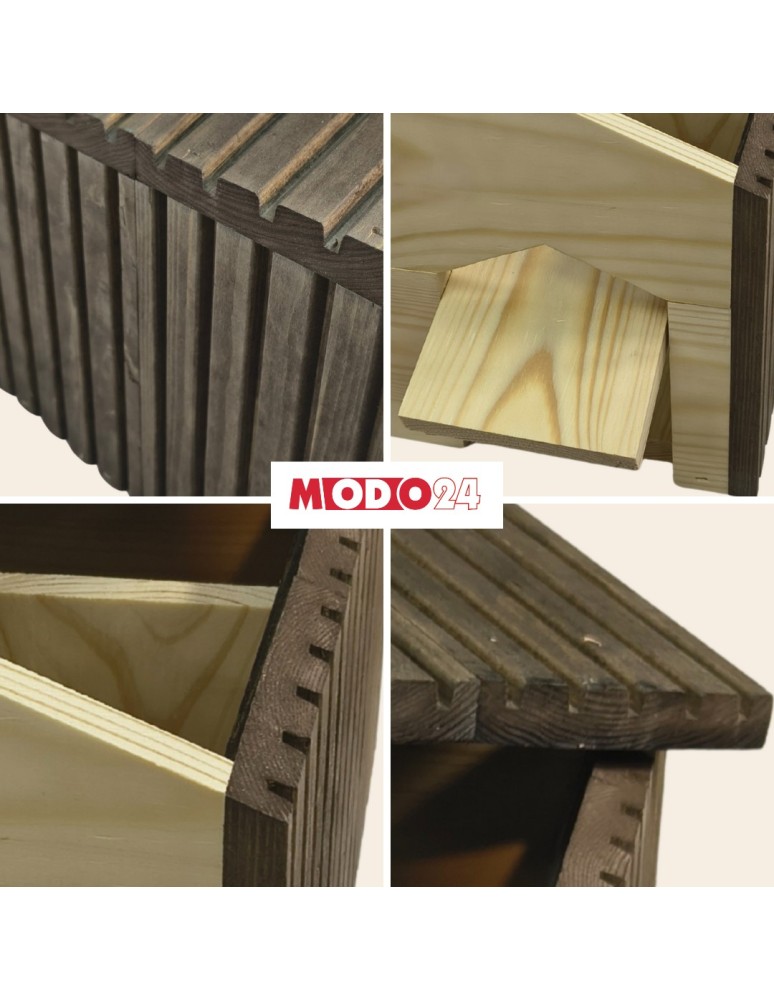 Dom dla jeży - Domek dla jeża drewniany EKO impregnowany 25x36x27 cm z siankiem i miseczką - product MODO24.PL 7