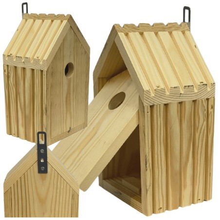 Budka lęgowa dla ptaków sikorek kosa WLOT A 2,8 cm ZMONTOWANA lamele drewno eko