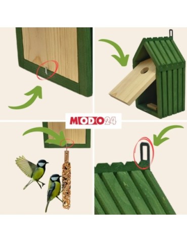 Budki Lęgowe - Budka lęgowa dla ptaków sikorek kosa WLOT A 2,8 cm ZMONTOWANA lamele impregnat - product 9