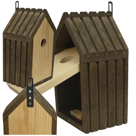 Budka lęgowa dla ptaków sikorek kosa WLOT A 2,8 cm ZMONTOWANA lamele impregnat