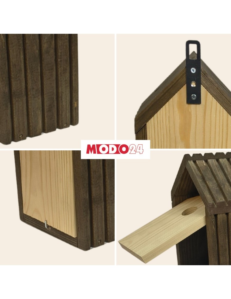 Budki Lęgowe - Budka lęgowa dla ptaków sikorek kosa WLOT A 2,8 cm ZMONTOWANA lamele impregnat - product MODO24.PL 8