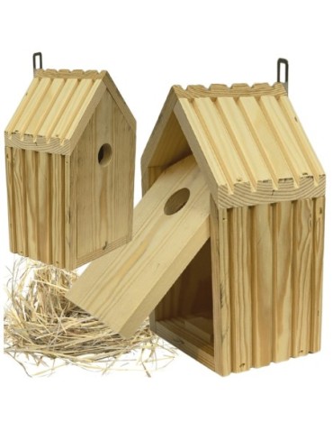 Budka lęgowa dla ptaków sikorek kosa WLOT A 2,8 cm ZMONTOWANA sianko DREWNO