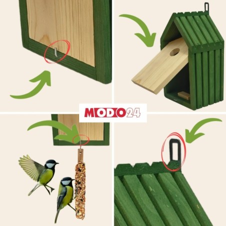 Budka lęgowa dla ptaków sikorek kosa WLOT A 2,8 cm ZMONTOWANA sianko DREWNO