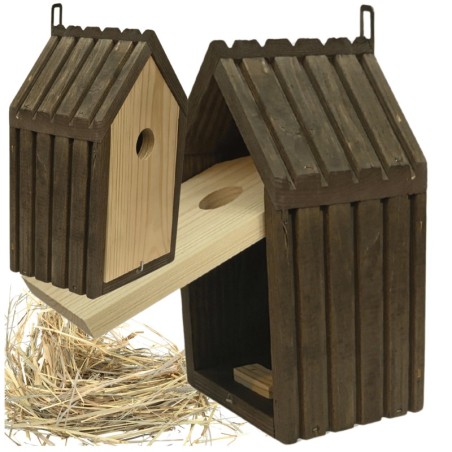 Budka lęgowa dla ptaków sikorek kosa WLOT A 2,8 cm GOTOWA sianko IMPREGNAT