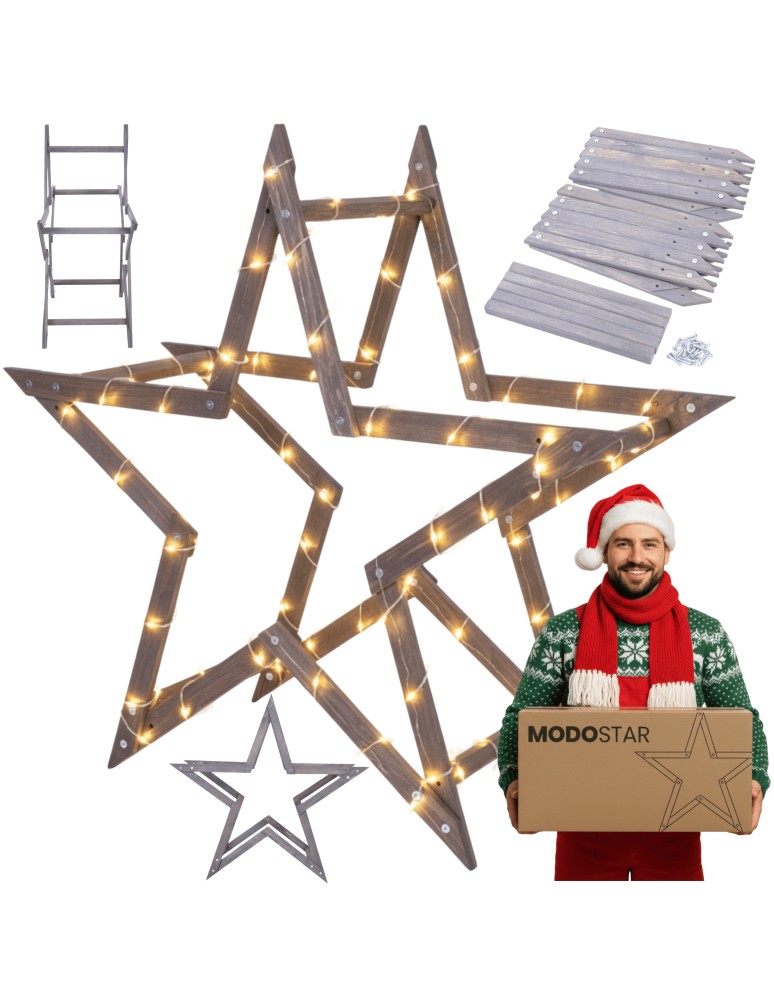 Gwiazda Świąteczna ModoStar - Gwiazda świąteczna 3D ulepszona z koziołków ModoStar 114cm drewno IMPREGNAT - produkt MODO24.PL 1