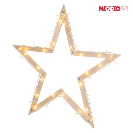 Gwiazda zawieszana świąteczna kompaktowa ModoStar 114cm naturalna drewniana