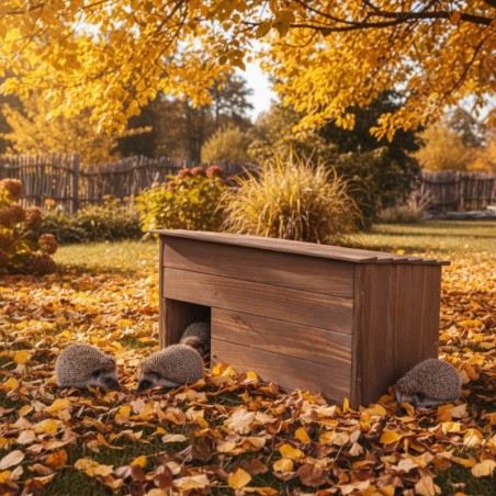 Domek dla jeża L dom drewniany ogrodowy impregnat miseczka i sianko eko