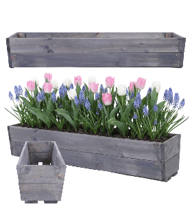 Osłonka drewniana na kwiaty doniczka balkonowa donica impregnat 19x100x30