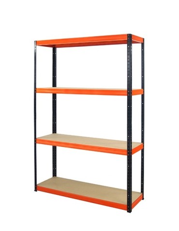 wysokość 180 - Regał metalowy Helios Color 180x110x30_4 - 175kg / na półkę, kolor: czarno-pomarańczowy - product 4