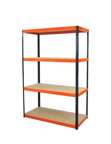 wysokość 180 - Regał metalowy Helios Color 180x120x50_4 - 175kg / na półkę, kolor: czarno-pomarańczowy - product 4