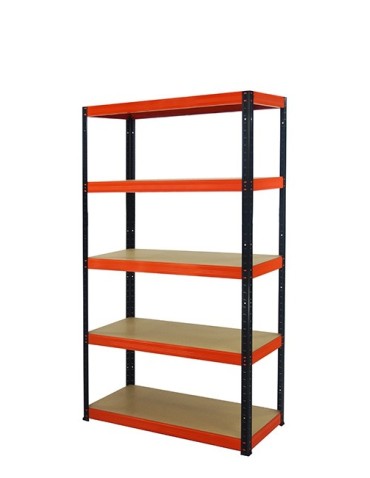 wysokość 180 - Regał metalowy Helios Color 180x75x40_5 - 175kg / na półkę, kolor: czarno-pomarańczowy - product 4