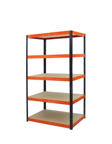 wysokość 180 - Regał metalowy Helios Color 180x75x50_5 - 175kg / na półkę, kolor: czarno-pomarańczowy - product 4