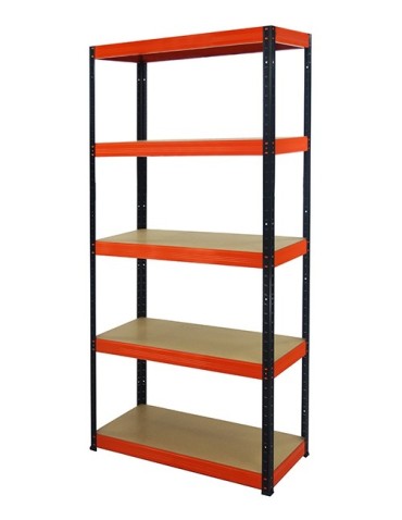 wysokość 196 - Regał metalowy Helios Color 196x75x30_5 - 175kg / na półkę, kolor: czarno-pomarańczowy - product 4