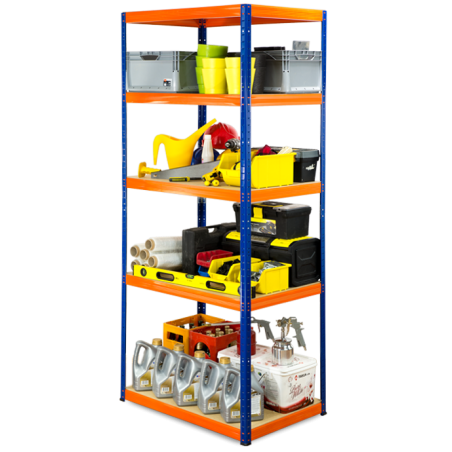 Regał metalowy Helios Color 196x100x50_5 - 175kg / na półkę, kolor: czarno-pomarańczowy