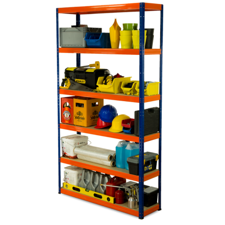 Regał metalowy Helios Color 213x120x40_6 - 175kg / na półkę, kolor: biało-niebieski