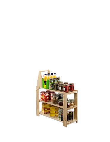 Regał drewniany do spiżarni Maxi 2L+ trzypiętrowy