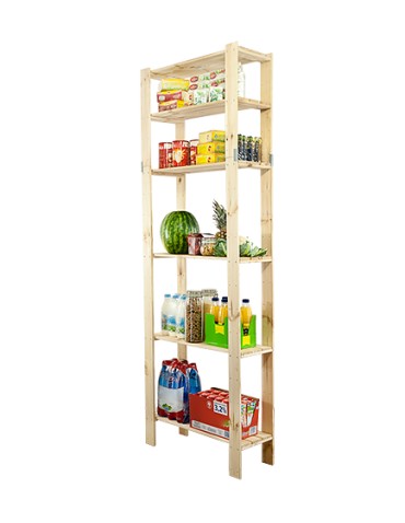 Regał drewniany do spiżarni z półką ażurową  Maxi 6L