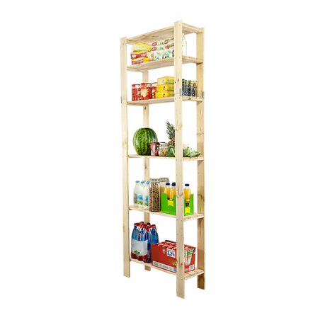 Regał drewniany do spiżarni z półką ażurową  Maxi 6L