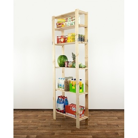 Regał drewniany do spiżarni z półką ażurową  Maxi 6L