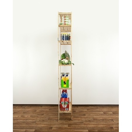 Regał drewniany do spiżarni z półką ażurową  Maxi 6L