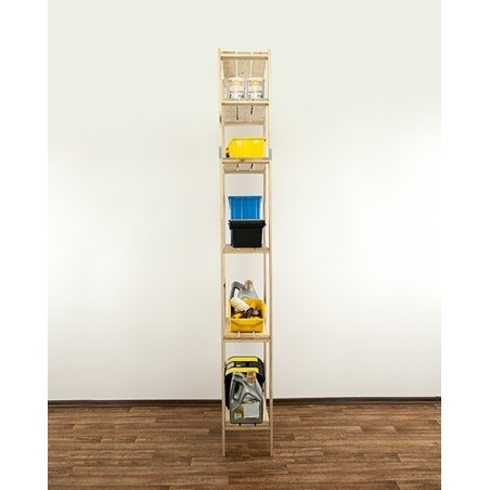 Regał drewniany do spiżarni z półką ażurową  Maxi 6L