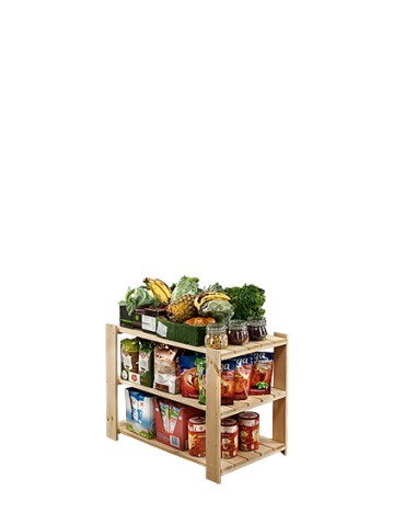 Regał drewniany do piwnicy z półką ażurową  Maxi 2M+