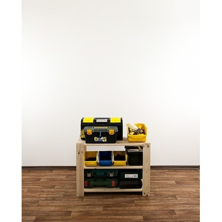 Regał drewniany do piwnicy z półką ażurową  Maxi 2M+