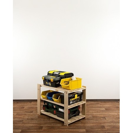 Regał drewniany do piwnicy z półką ażurową  Maxi 2M+