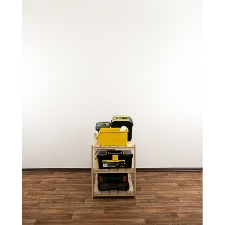 Regał drewniany do piwnicy z półką ażurową  Maxi 2M+