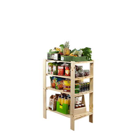 Regał drewniany do spiżarni z półką ażurową  Maxi 3M+