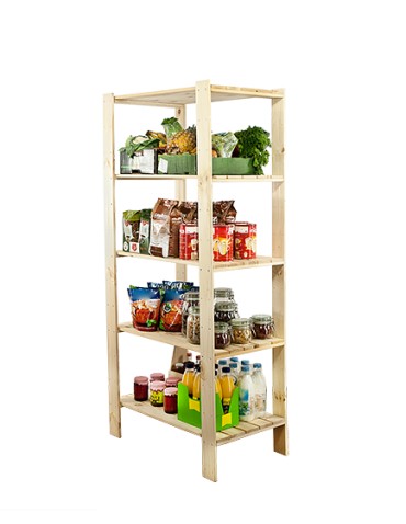 Regał drewniany do warsztatu z półką ażurową  Maxi 4M+