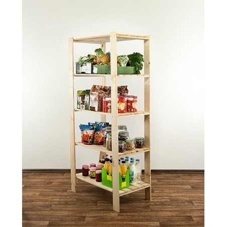 Regał drewniany do warsztatu z półką ażurową  Maxi 4M+