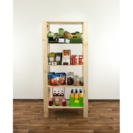 Regał drewniany do warsztatu z półką ażurową  Maxi 4M+