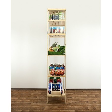 Regał drewniany do piwnicy z półką ażurową Maxi 6M