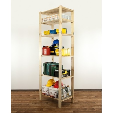 Regał drewniany do piwnicy z półką ażurową Maxi 6M