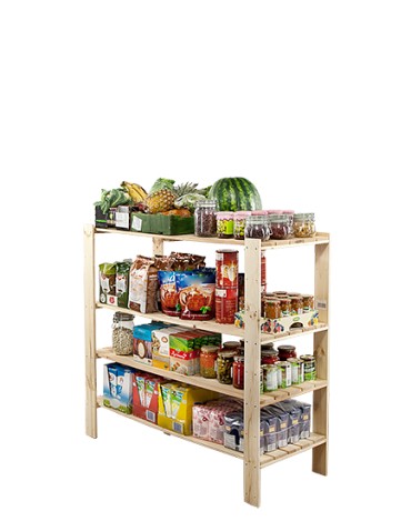 Regał drewniany do piwnicy z półką ażurową  Maxi 3N+