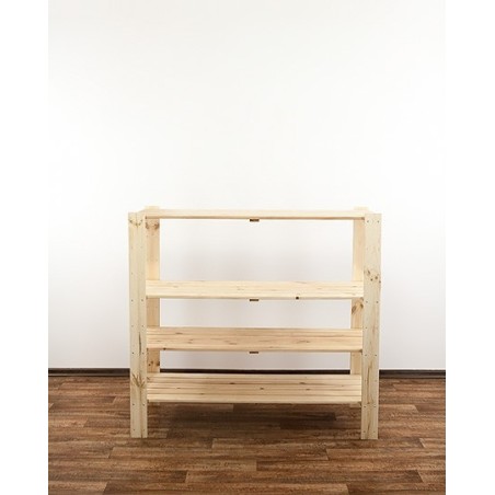 Regał drewniany do piwnicy z półką ażurową  Maxi 3N+