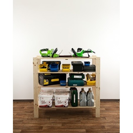 Regał drewniany do piwnicy z półką ażurową  Maxi 3N+