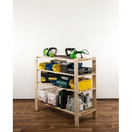 Regał drewniany do piwnicy z półką ażurową  Maxi 3N+