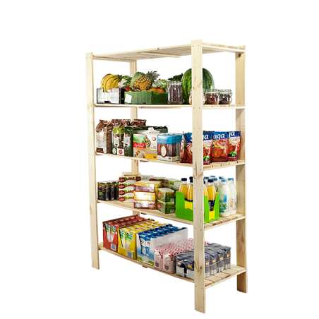 Regał drewniany do spiżarni z półką ażurową Maxi 4N+
