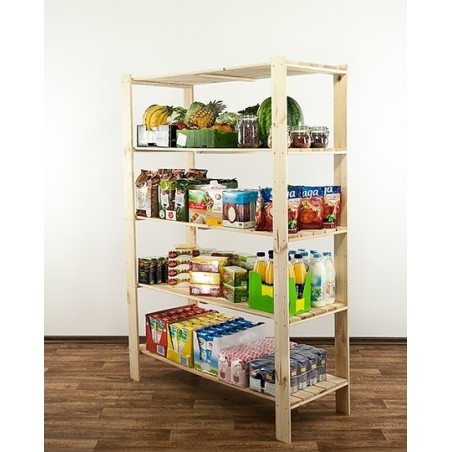 Regał drewniany do spiżarni z półką ażurową Maxi 4N+