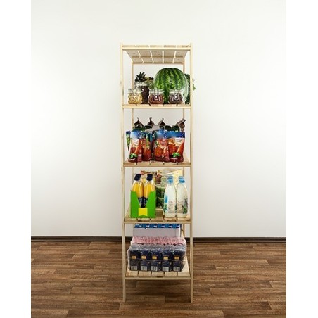 Regał drewniany do spiżarni z półką ażurową Maxi 4N+