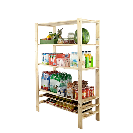 Regał drewniany do warsztatu z półką ażurową Maxi RW-4N