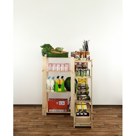 Regał drewniany do zabudowy z półką ażurową  Maxi 3Z+